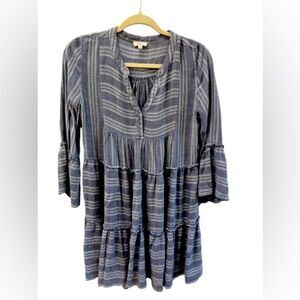 ELAN Boho Blue Striped Dress